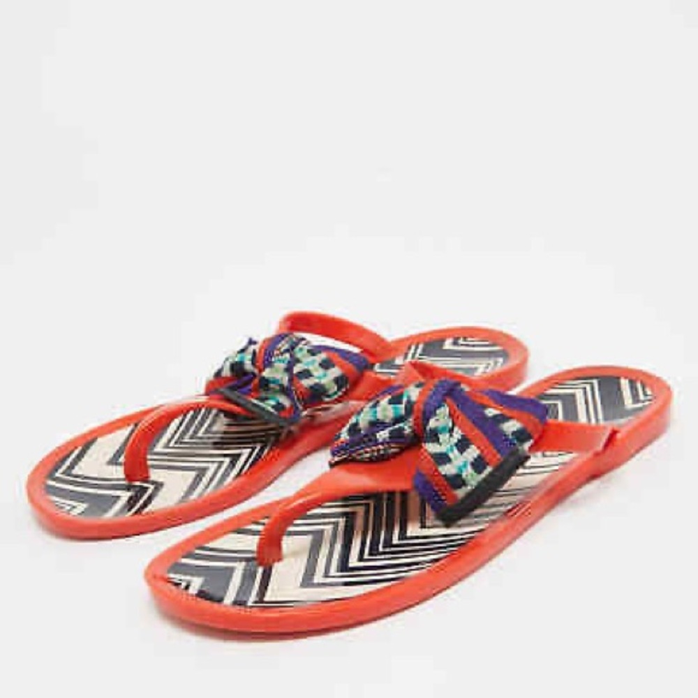 Missoni Orange Jelly Bow Thong Flat Sandals Size 37